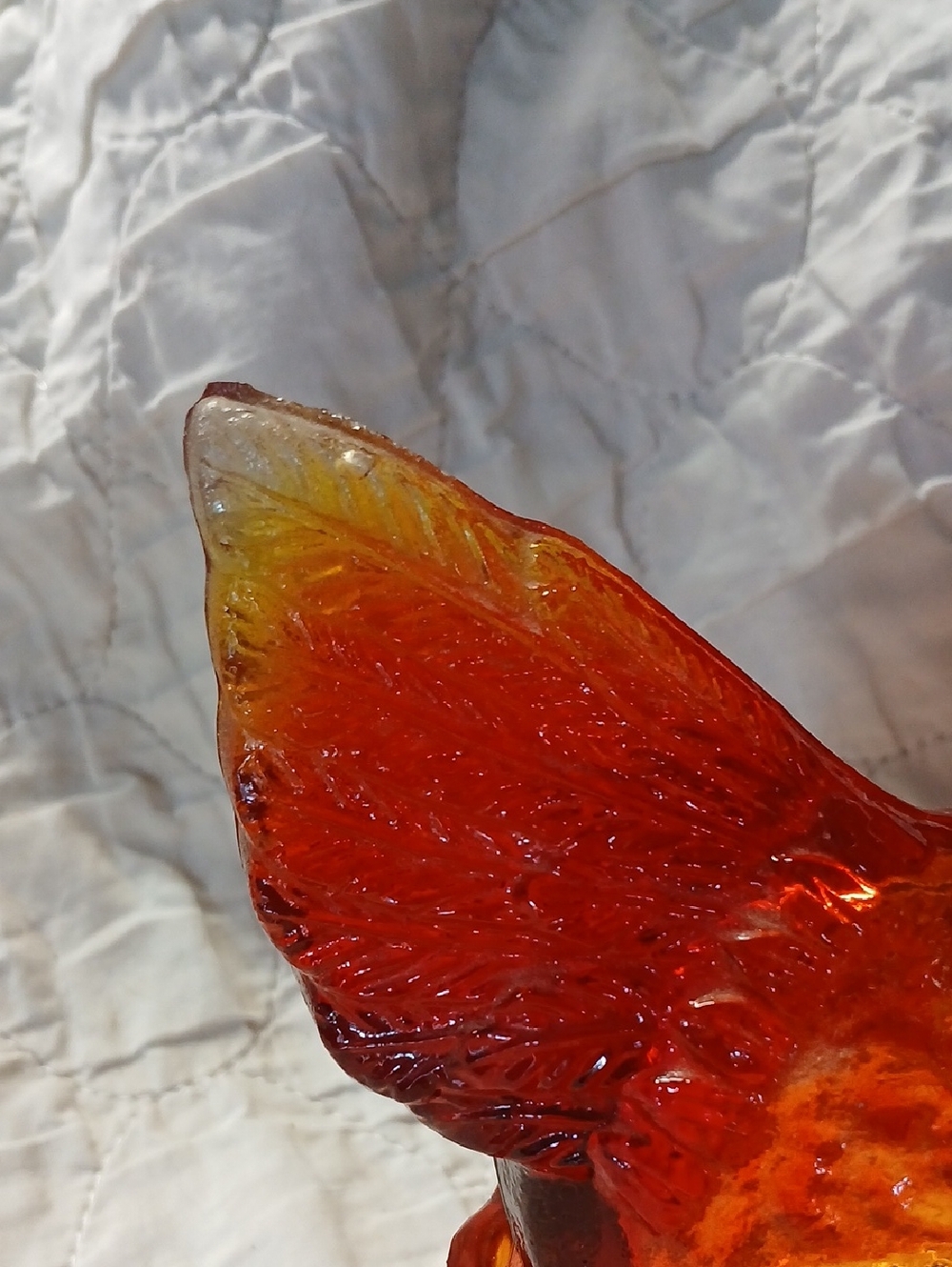 Vintage LE SMITH Amberina Red Glass Hen Nest Dish Chick Under Wings MCM - Picture 5 of 10